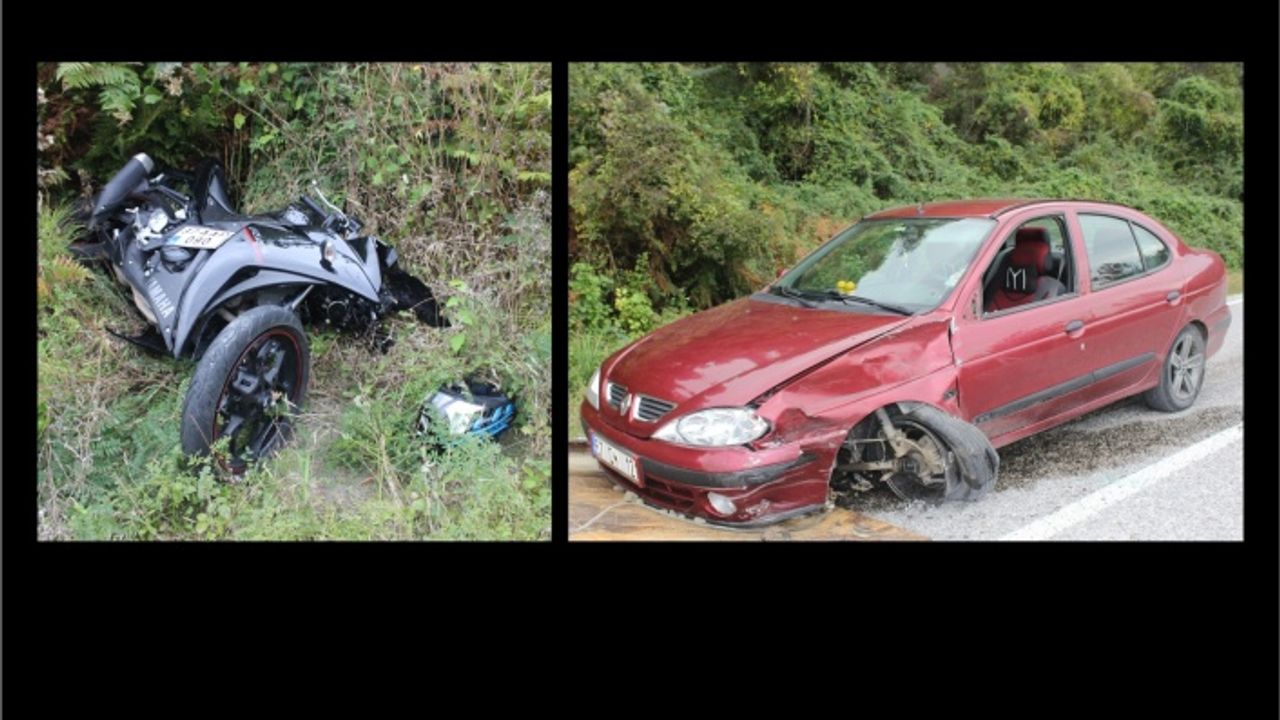Motosiklet ile otomobil çarpıştı: 1 yaralı