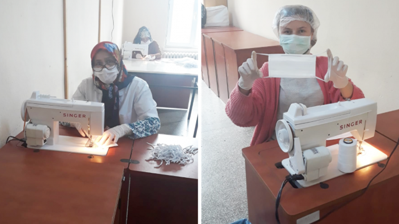 Halk Eğitim Merkezinde maske üretiliyor
