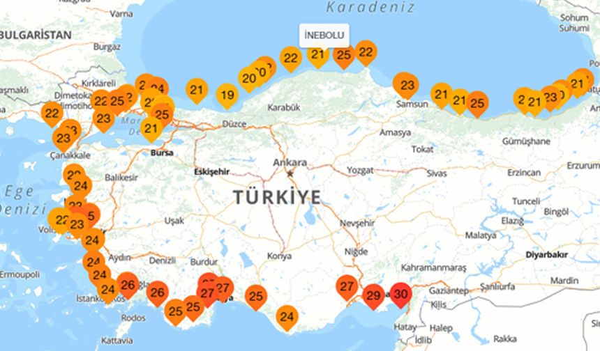 İnebolu'da deniz suyu sıcaklığı iki gecede ısındı